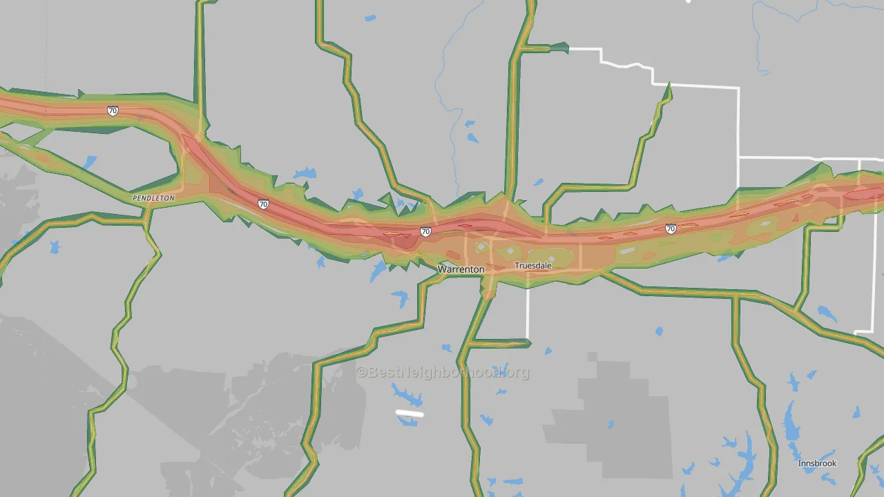 Warrenton, MO Map of Noise Levels in Warrenton