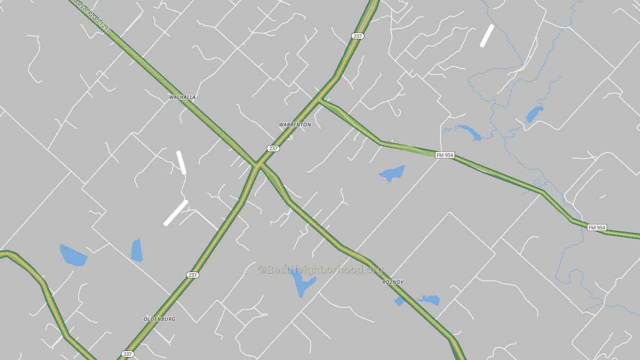 Warrenton, TX Map of Noise Levels in Warrenton