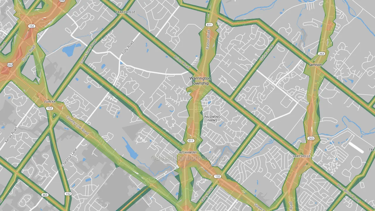 Warrington, PA Map of Noise Levels in Warrington