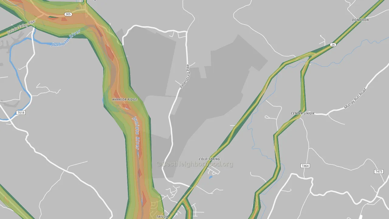 Warrior Ridge, PA Map of Noise Levels in Warrior Ridge