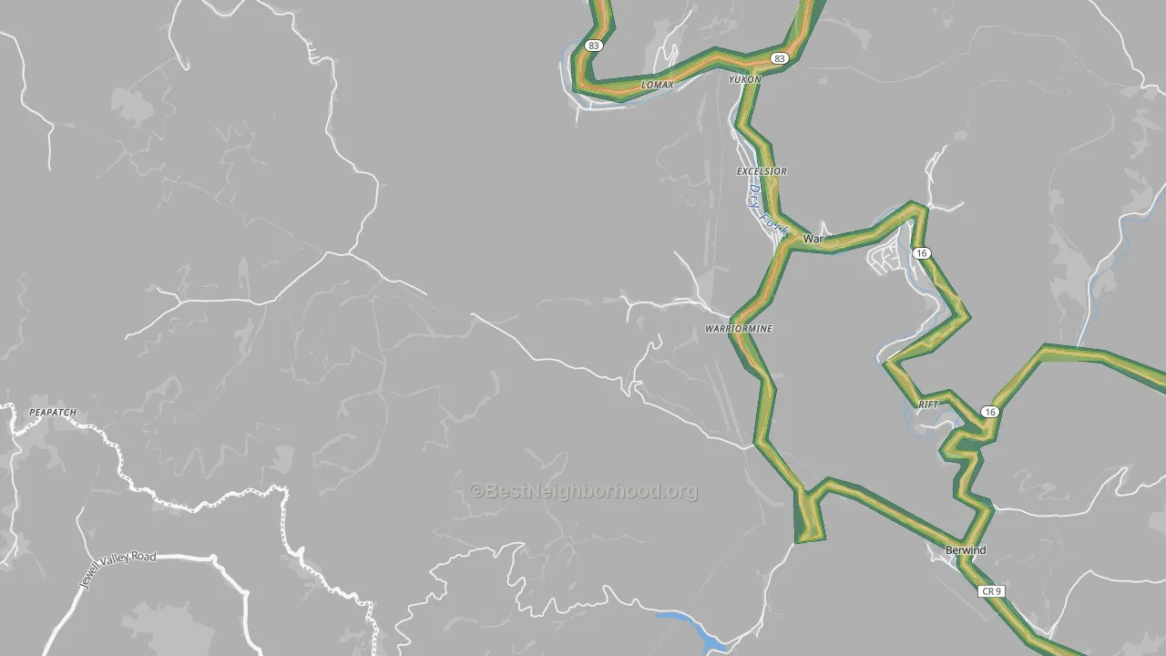 Warriormine, WV Map of Noise Levels in Warriormine