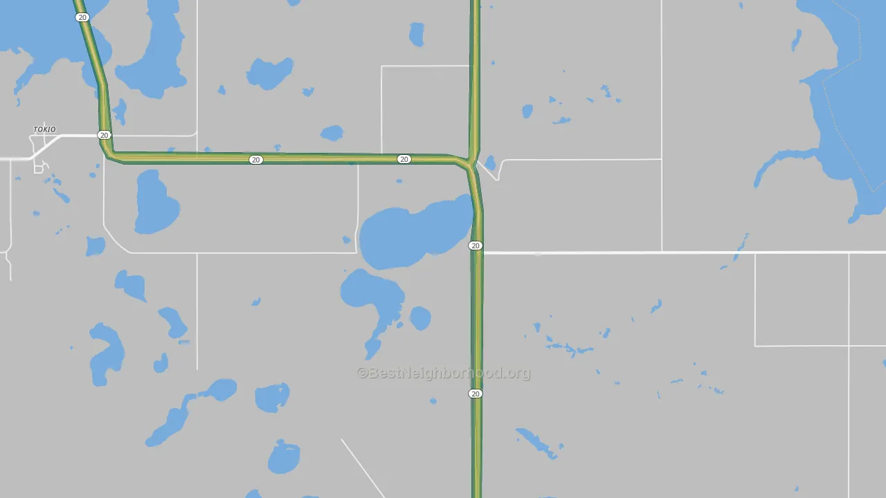 Warwick, ND Map of Noise Levels in Warwick