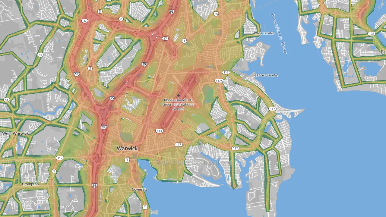 Warwick, RI Map of Noise Levels in Warwick