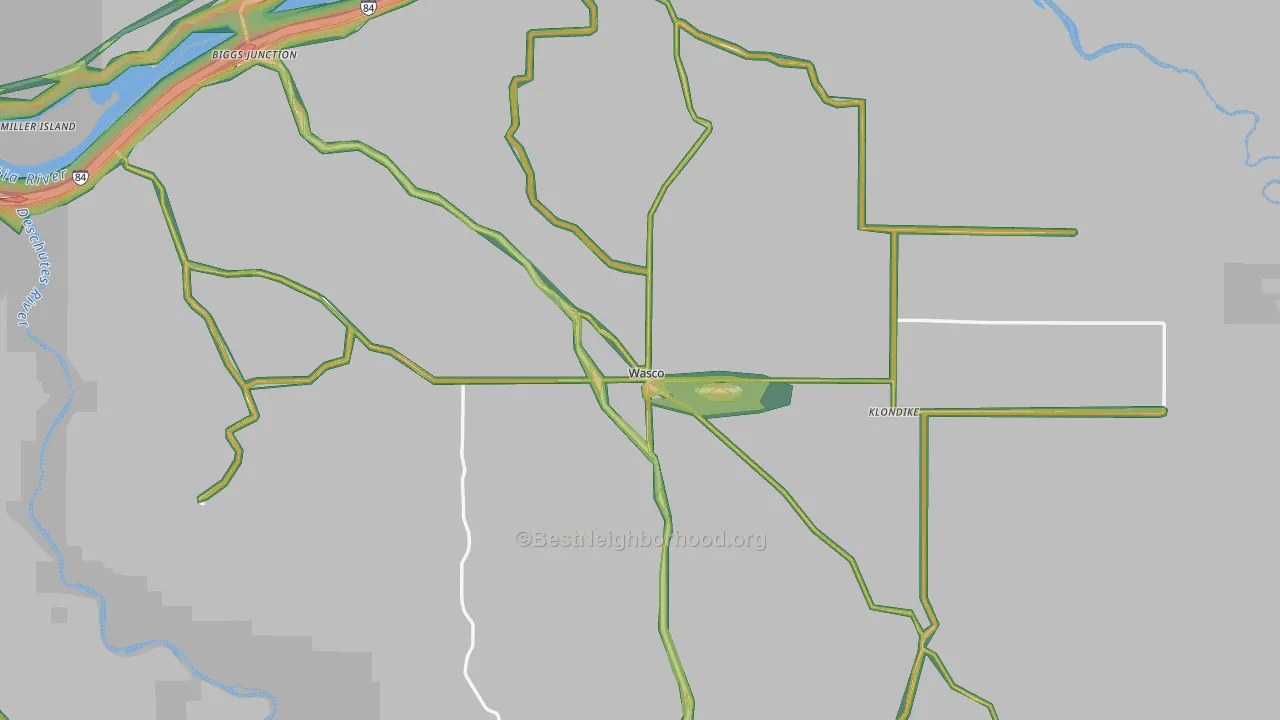 Wasco, OR Map of Noise Levels in Wasco