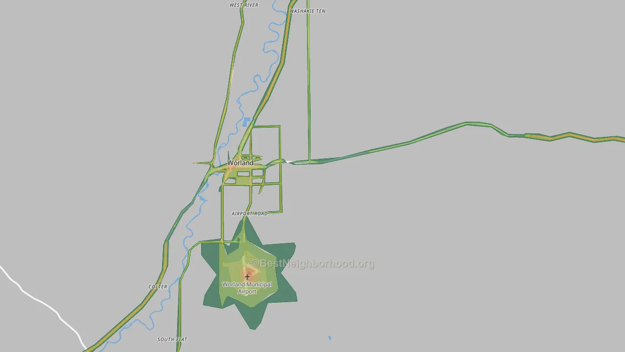 Washakie County, WY Map of Noise Levels in Washakie County