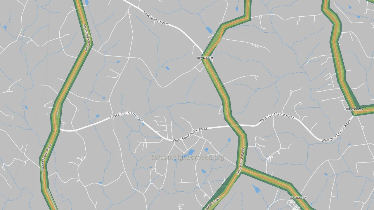Washburn, NC Map of Noise Levels in Washburn