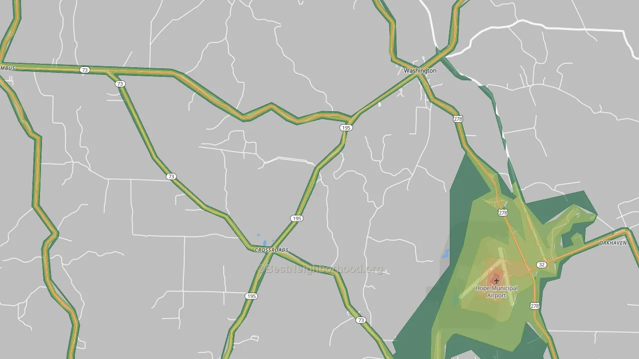 Washington, AR Map of Noise Levels in Washington