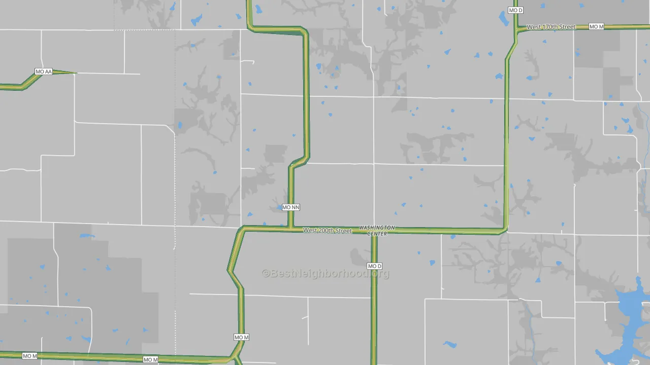 Washington Center, MO Map of Noise Levels in Washington Center