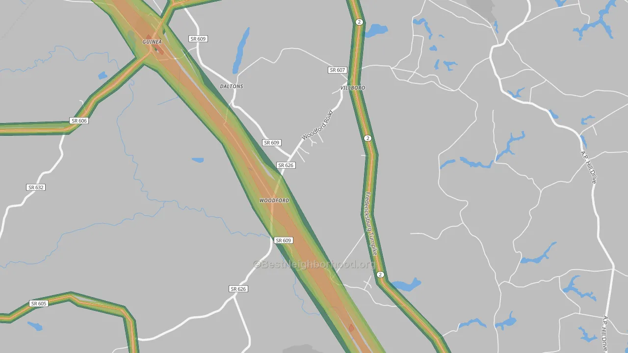 Washington Corner, VA Map of Noise Levels in Washington Corner