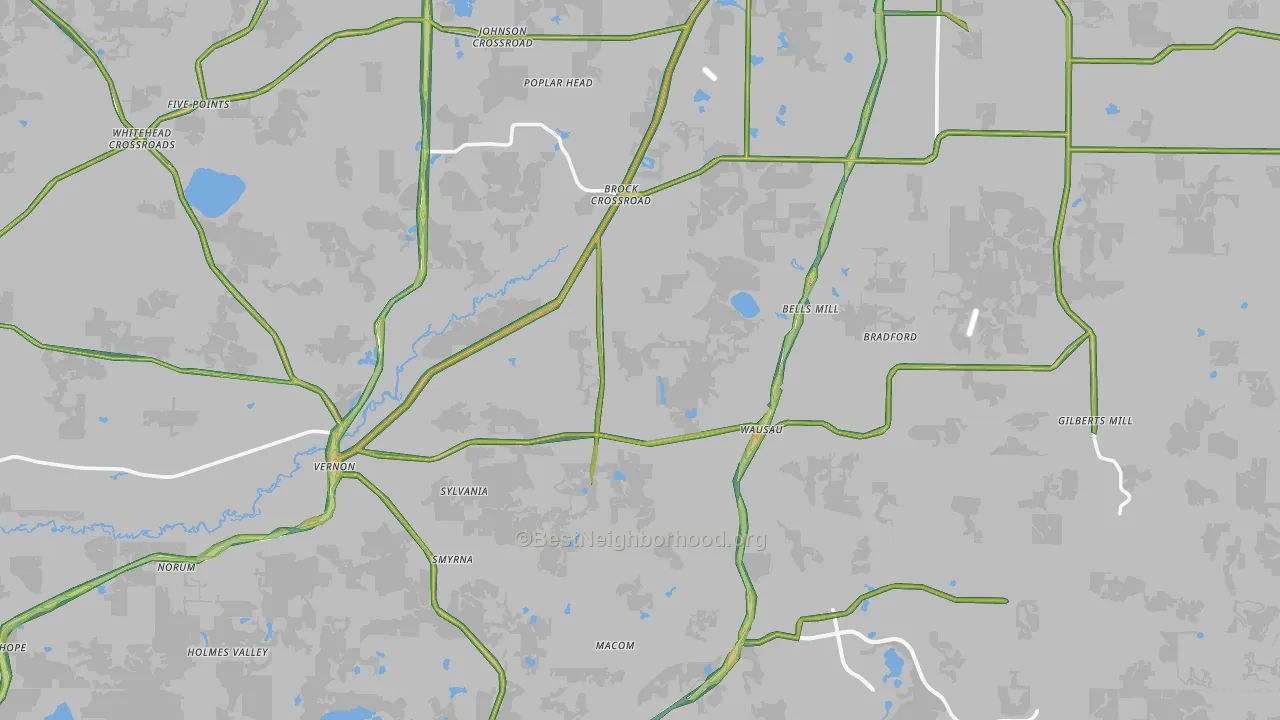 Washington County, FL Map of Noise Levels in Washington County