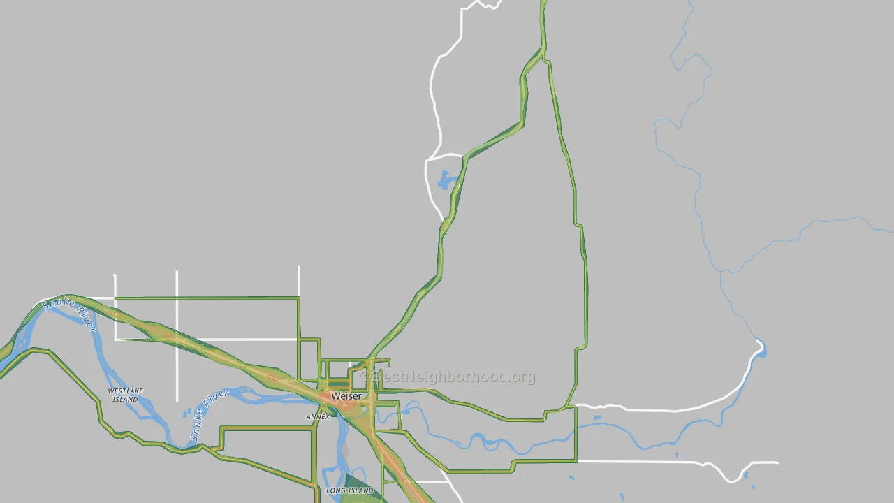 Washington County, ID Map of Noise Levels in Washington County