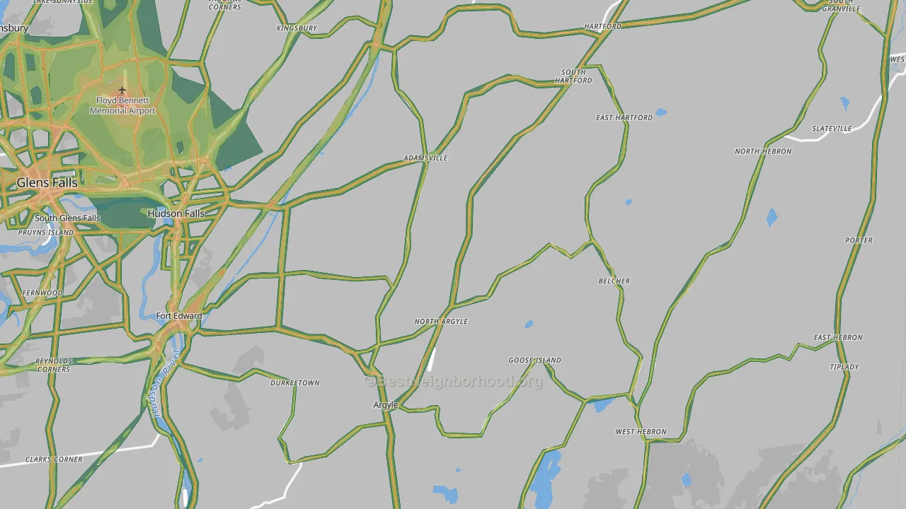 Washington County, NY Map of Noise Levels in Washington County