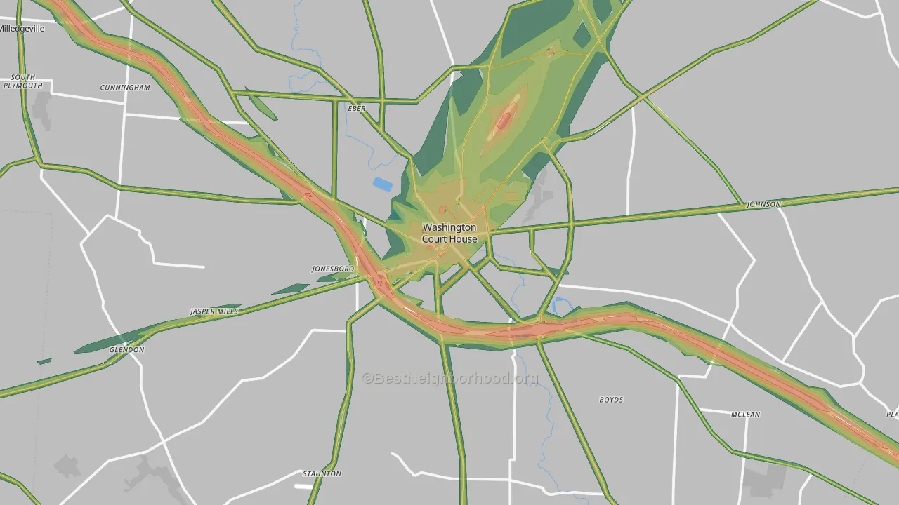 Washington Court House, OH Map of Noise Levels in Washington Court House