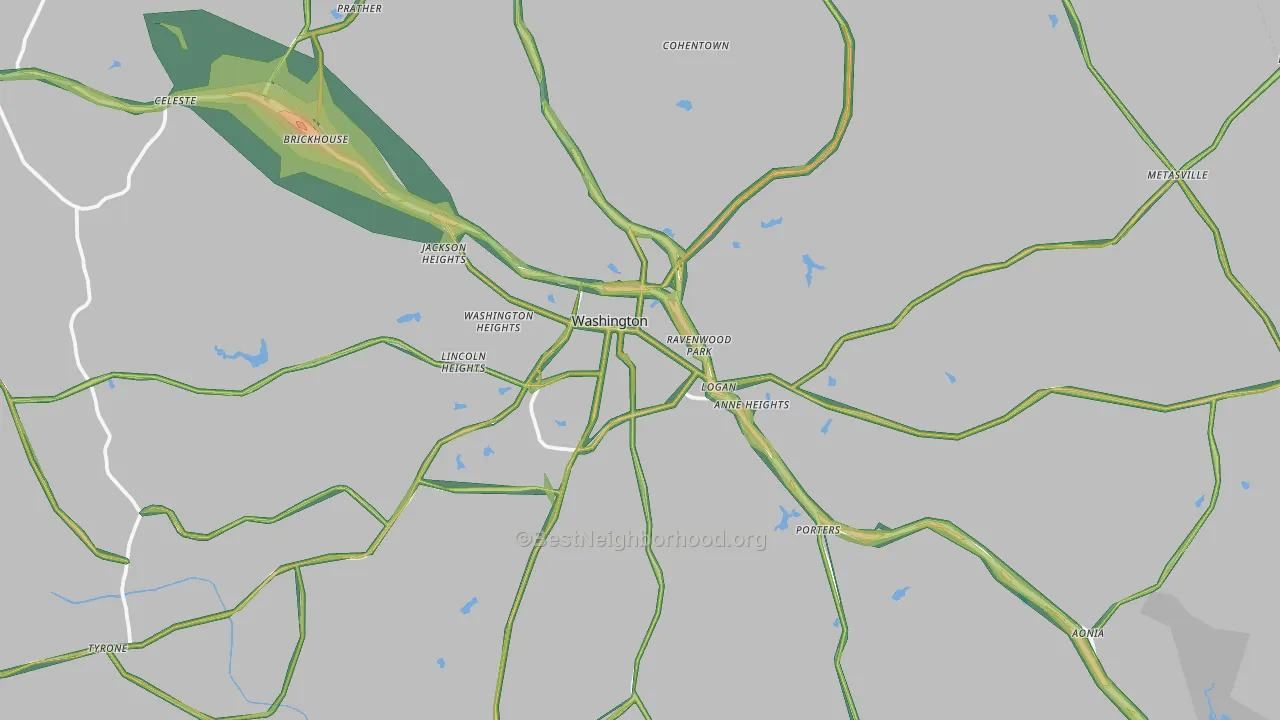Washington, GA Map of Noise Levels in Washington