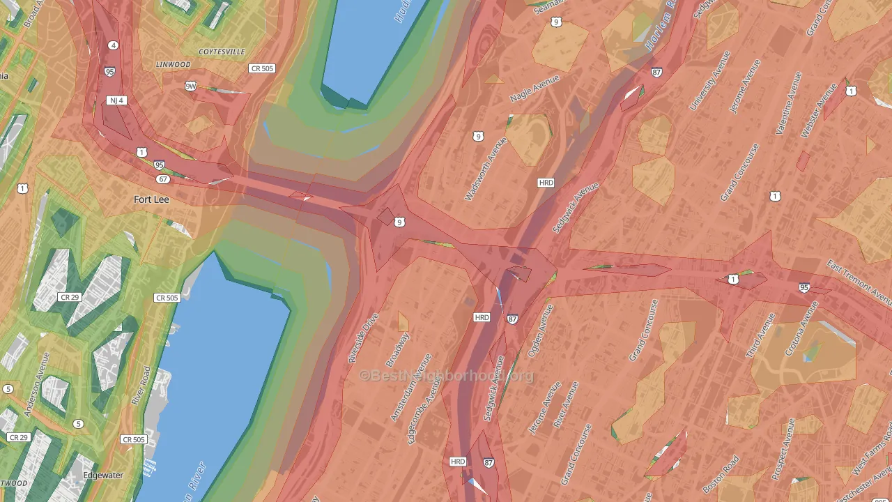 Washington Heights, Manhattan, NY Map of Noise Levels in Washington Heights