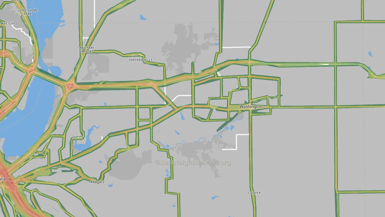Washington, IL Map of Noise Levels in Washington