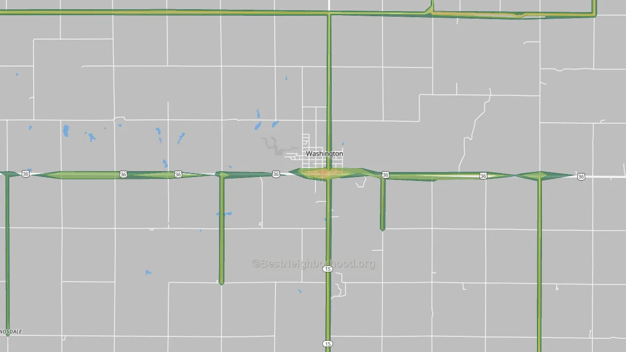 Washington, KS Map of Noise Levels in Washington