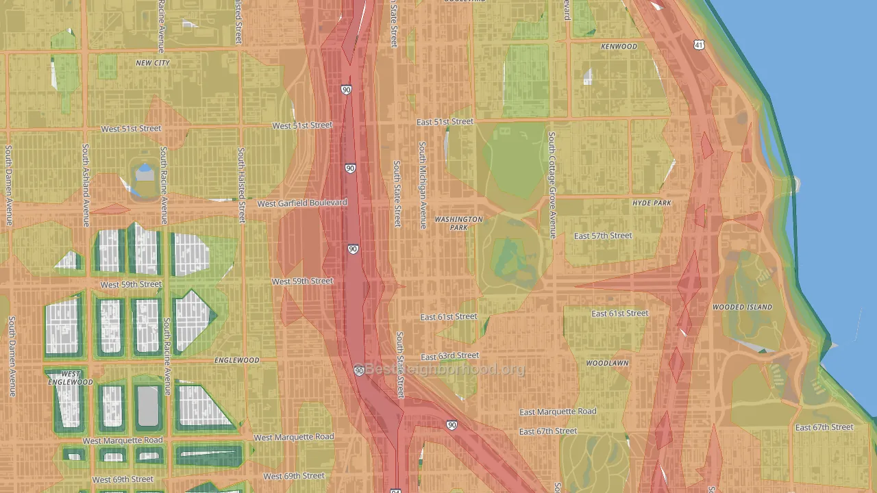Washington Park, Chicago, IL Map of Noise Levels in Washington Park