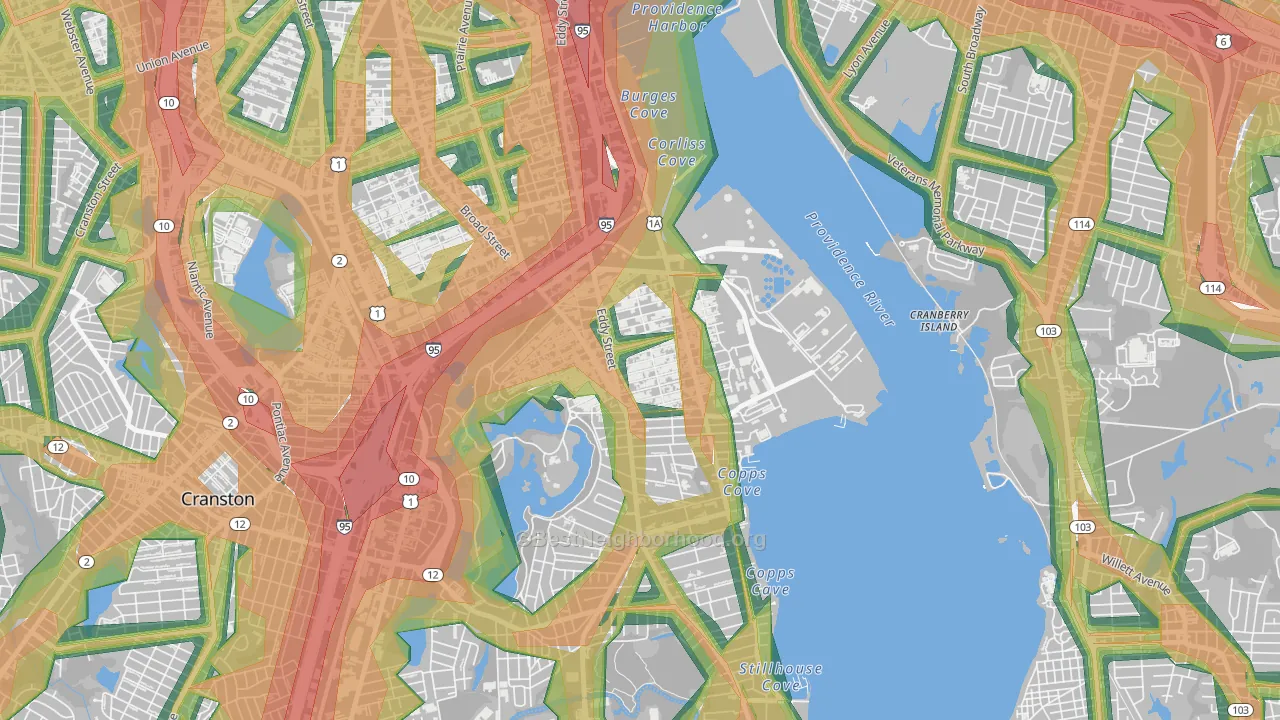 Washington Park, Providence, RI Map of Noise Levels in Washington Park