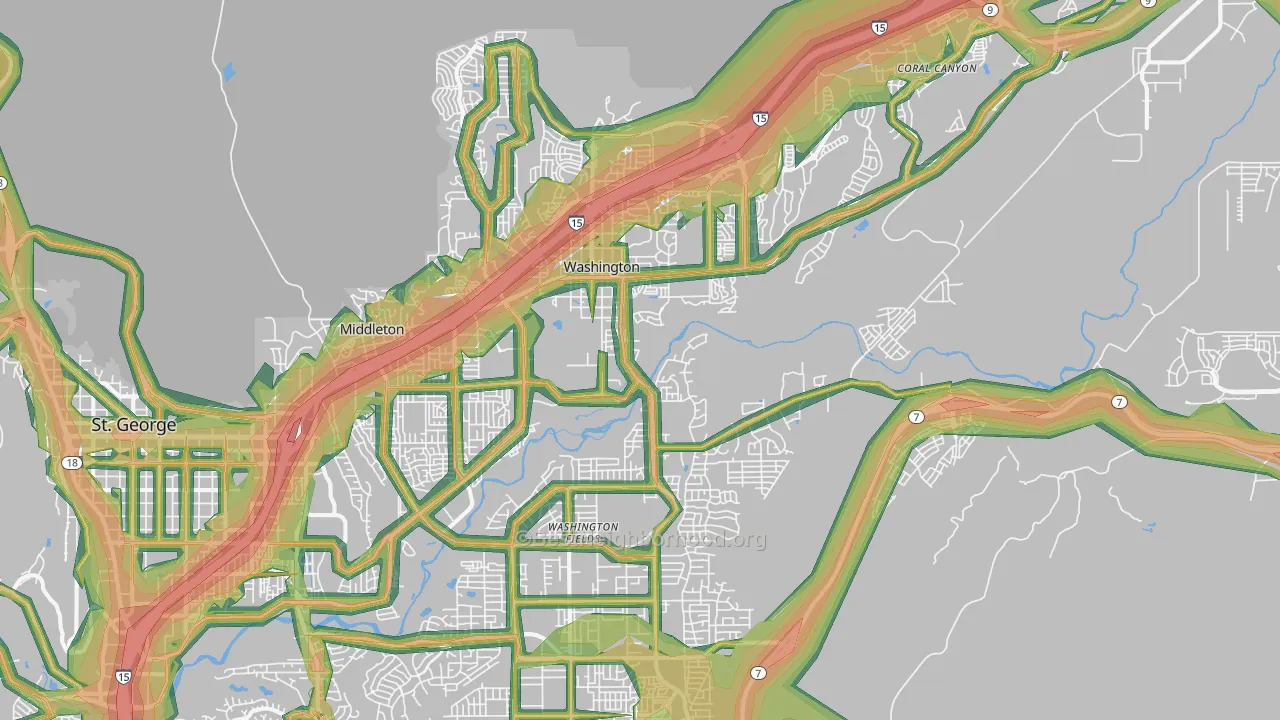Washington, UT Map of Noise Levels in Washington