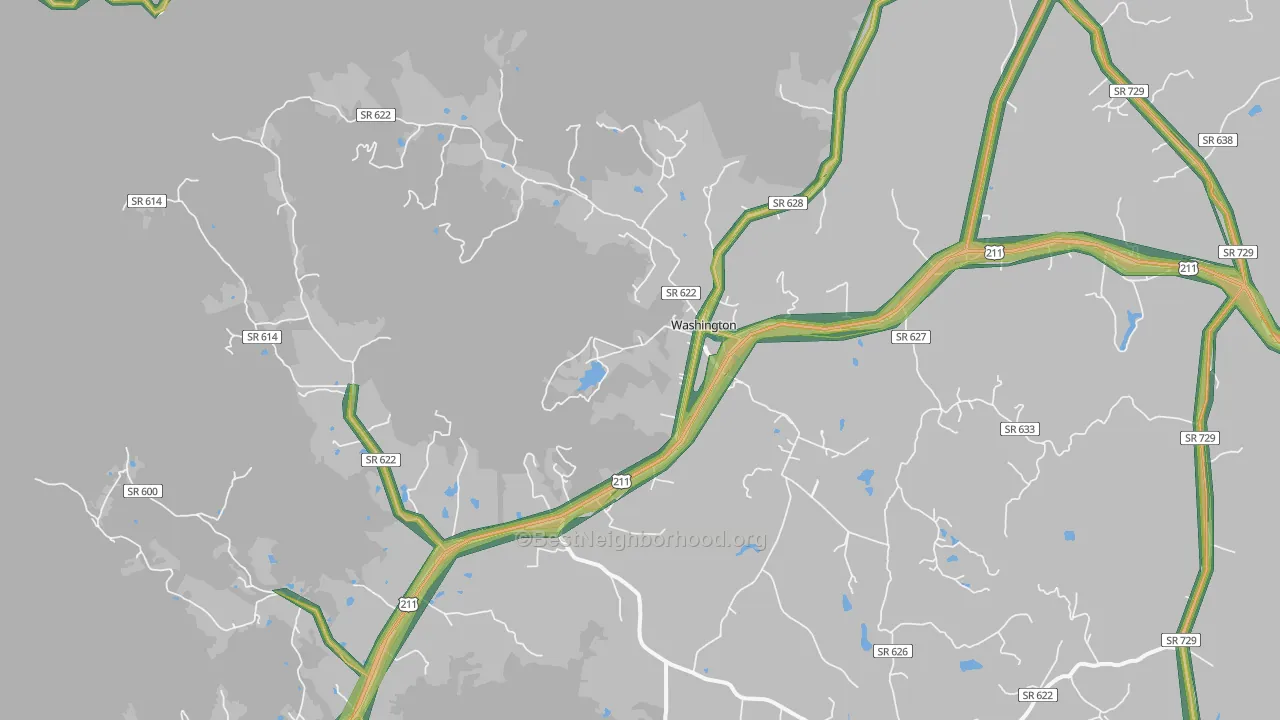 Washington, VA Map of Noise Levels in Washington