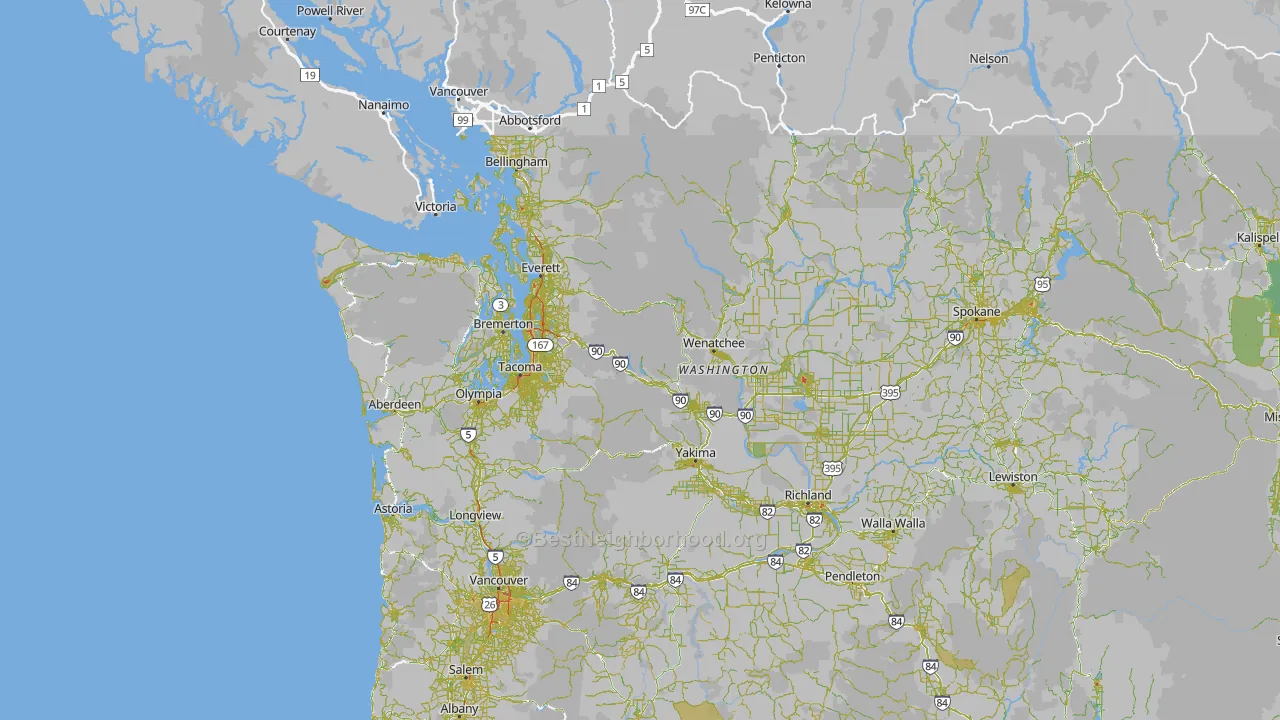 Washington Map of Noise Levels in Washington