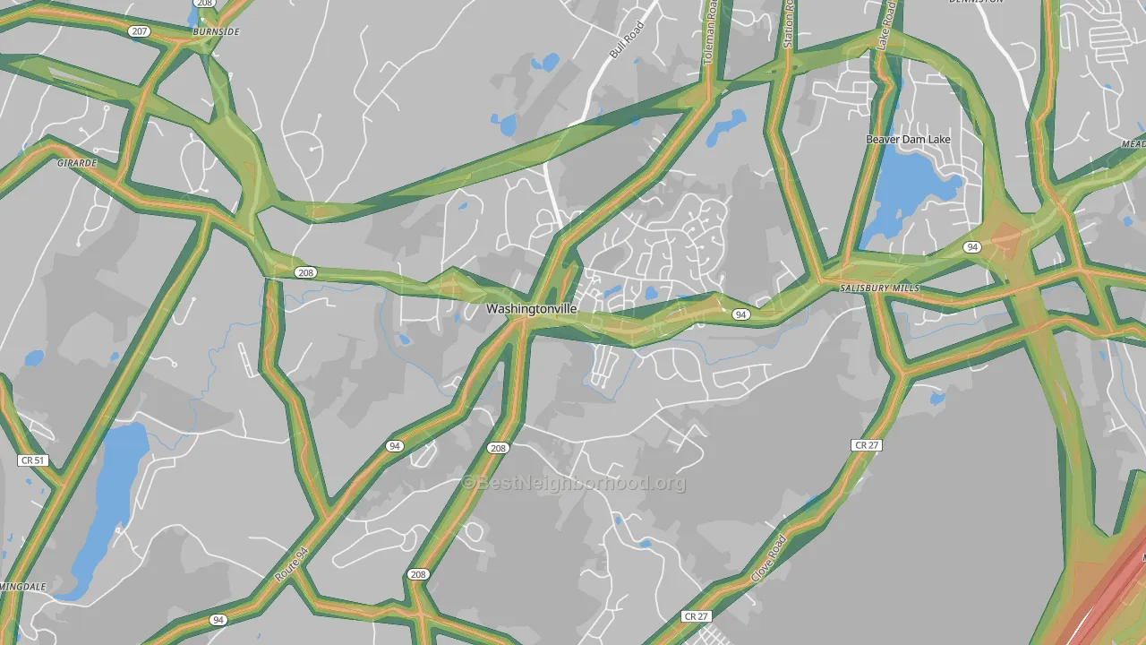 Washingtonville, NY Map of Noise Levels in Washingtonville
