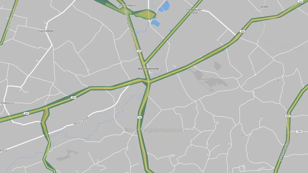 Washingtonville, PA Map of Noise Levels in Washingtonville