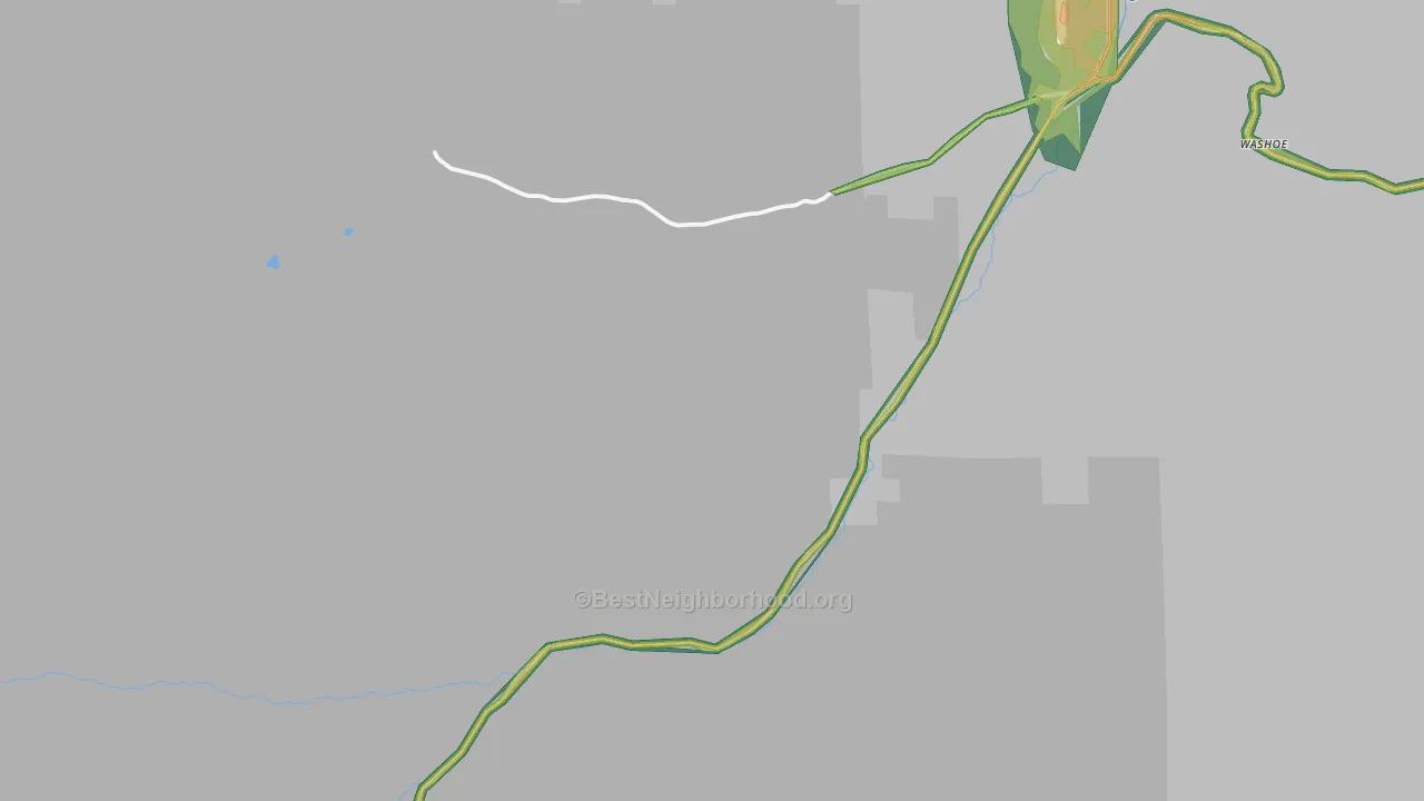Washoe, MT Map of Noise Levels in Washoe