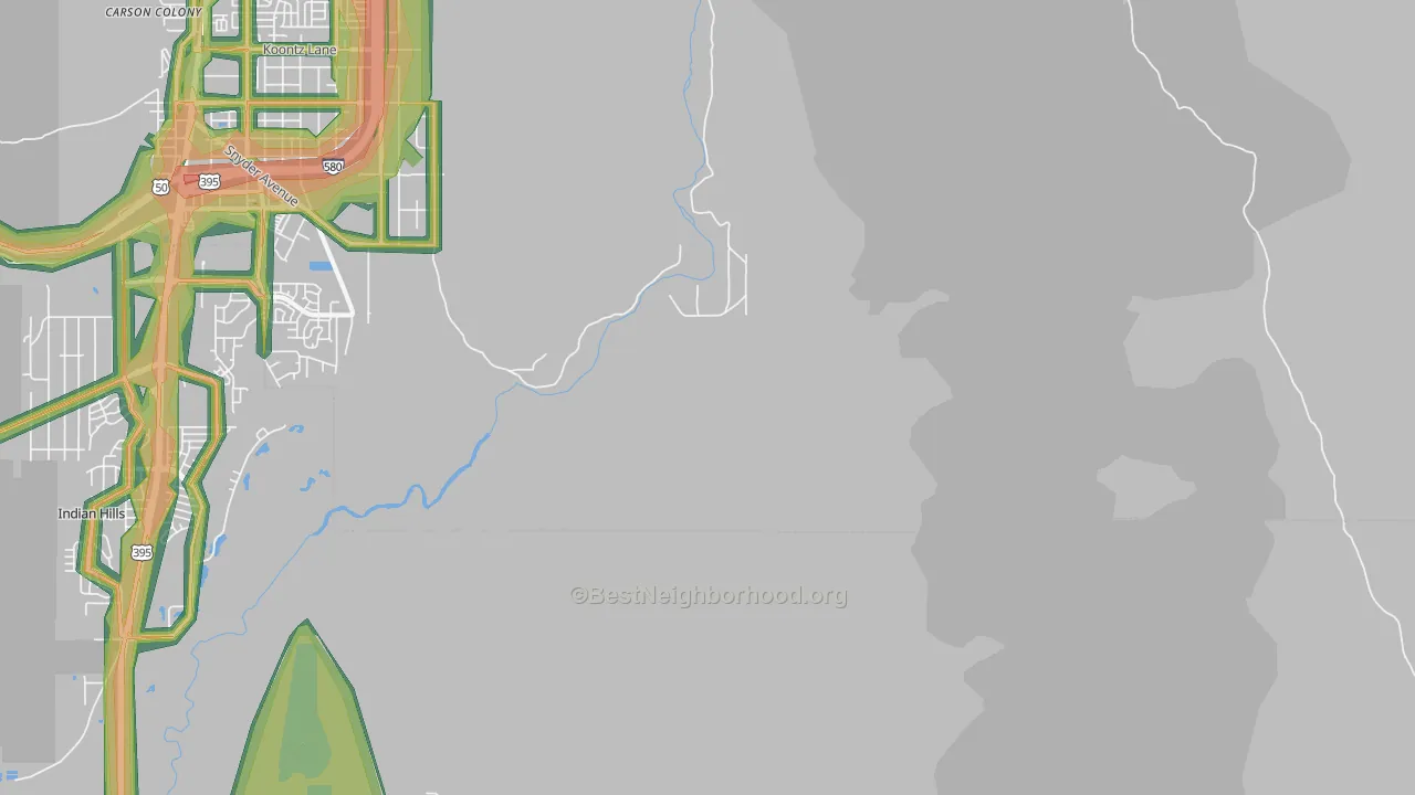 Washoe, NV Map of Noise Levels in Washoe