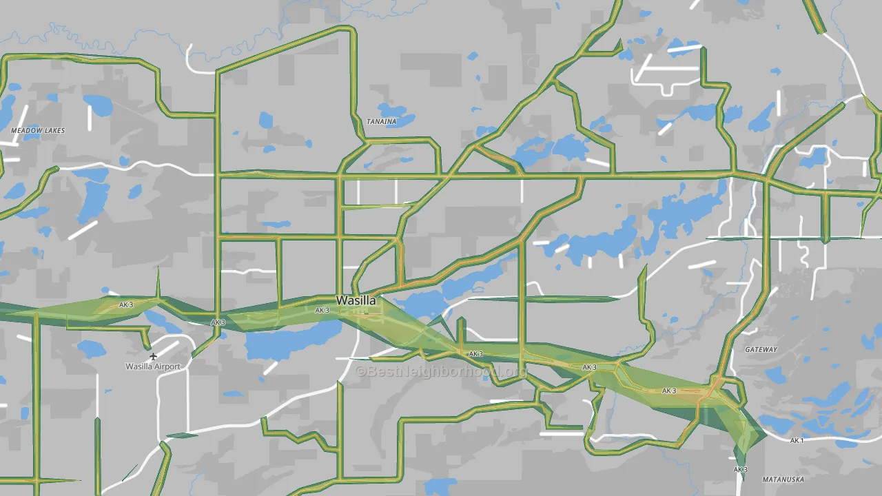 Wasilla, AK Map of Noise Levels in Wasilla