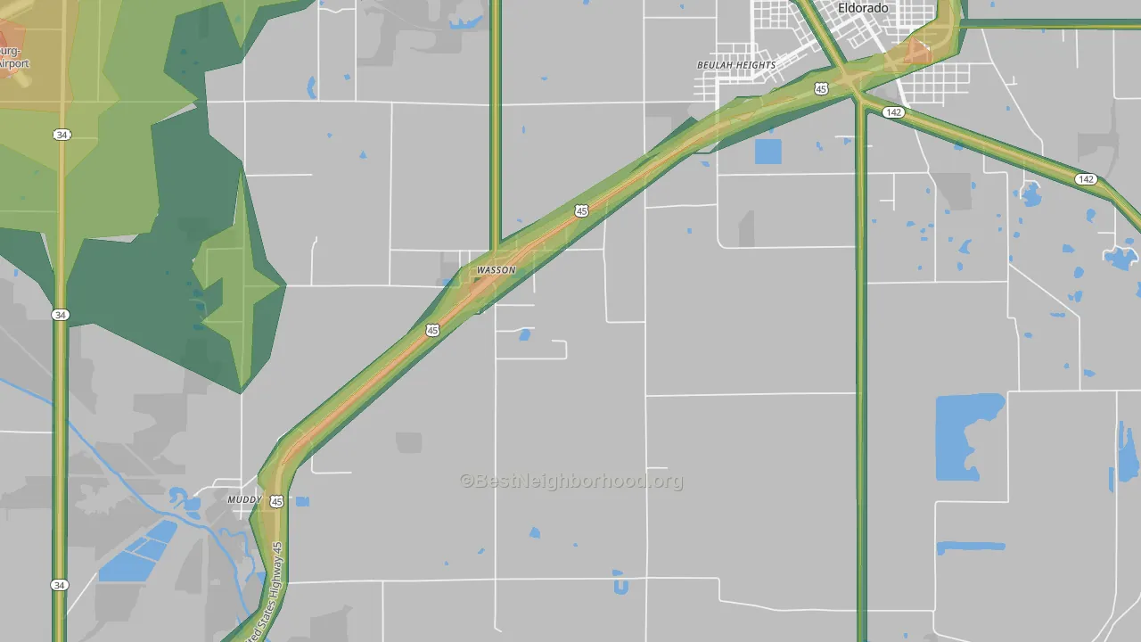Wasson, IL Map of Noise Levels in Wasson
