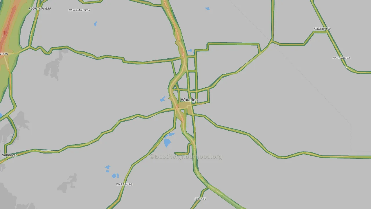 Waterloo, IL Map of Noise Levels in Waterloo