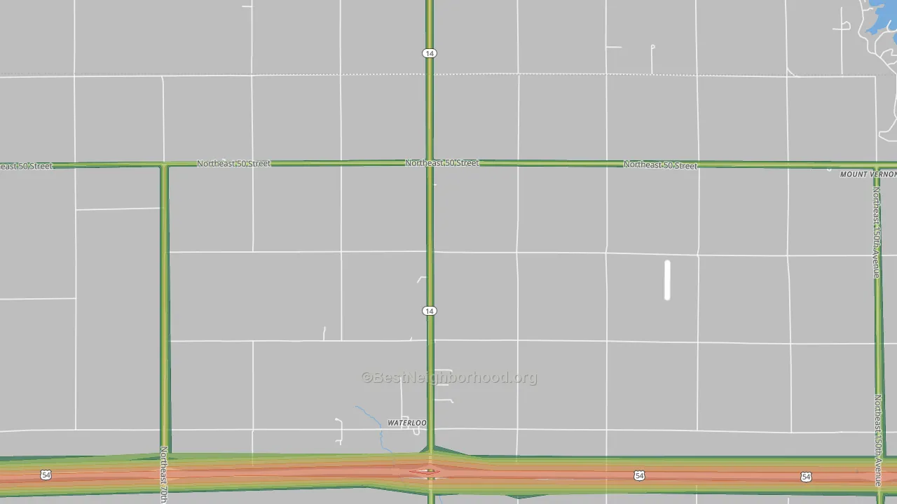 Waterloo, KS Map of Noise Levels in Waterloo