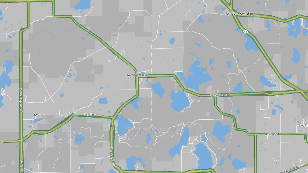 Waterloo, MI Map of Noise Levels in Waterloo