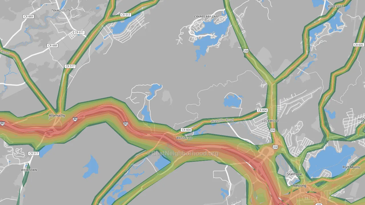 Waterloo, NJ Map of Noise Levels in Waterloo