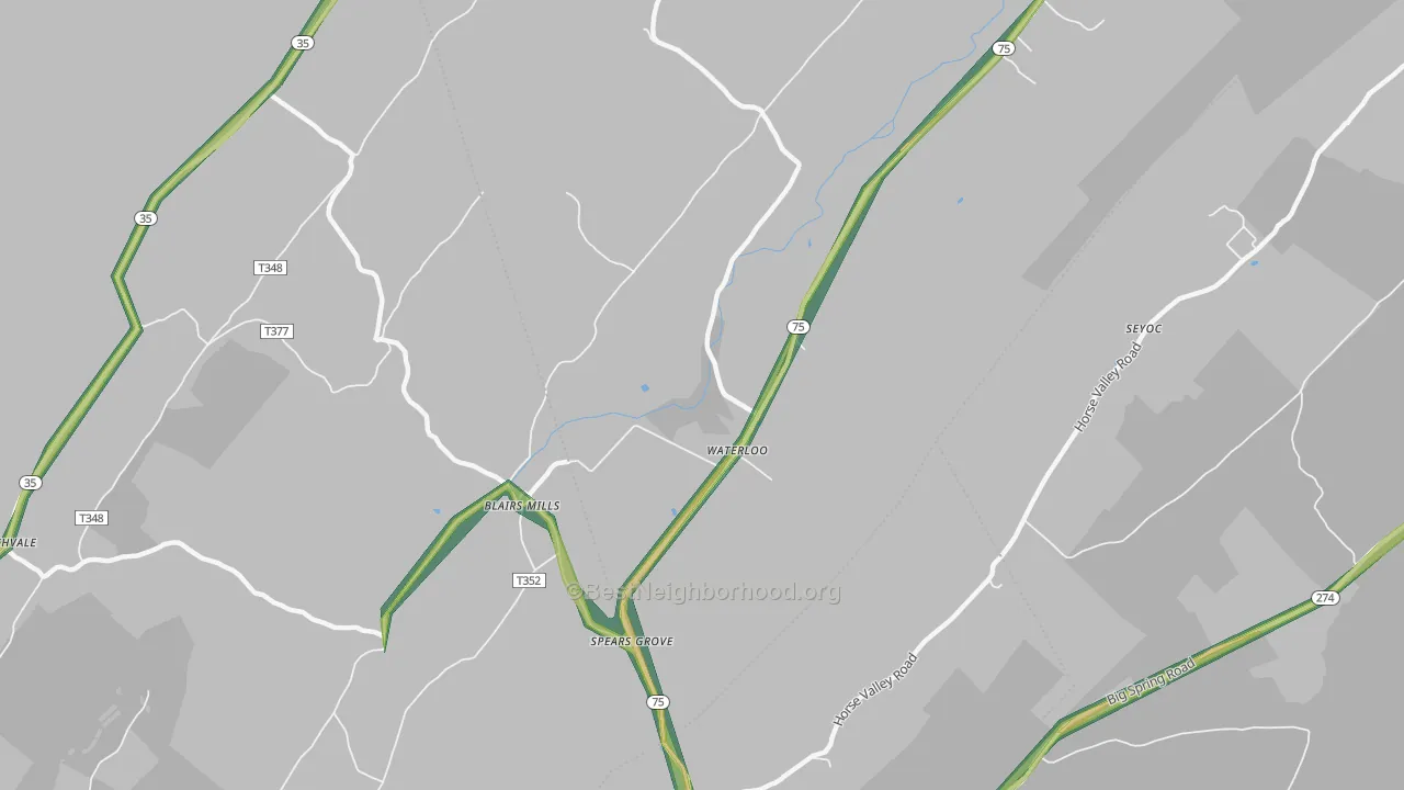 Waterloo, PA Map of Noise Levels in Waterloo