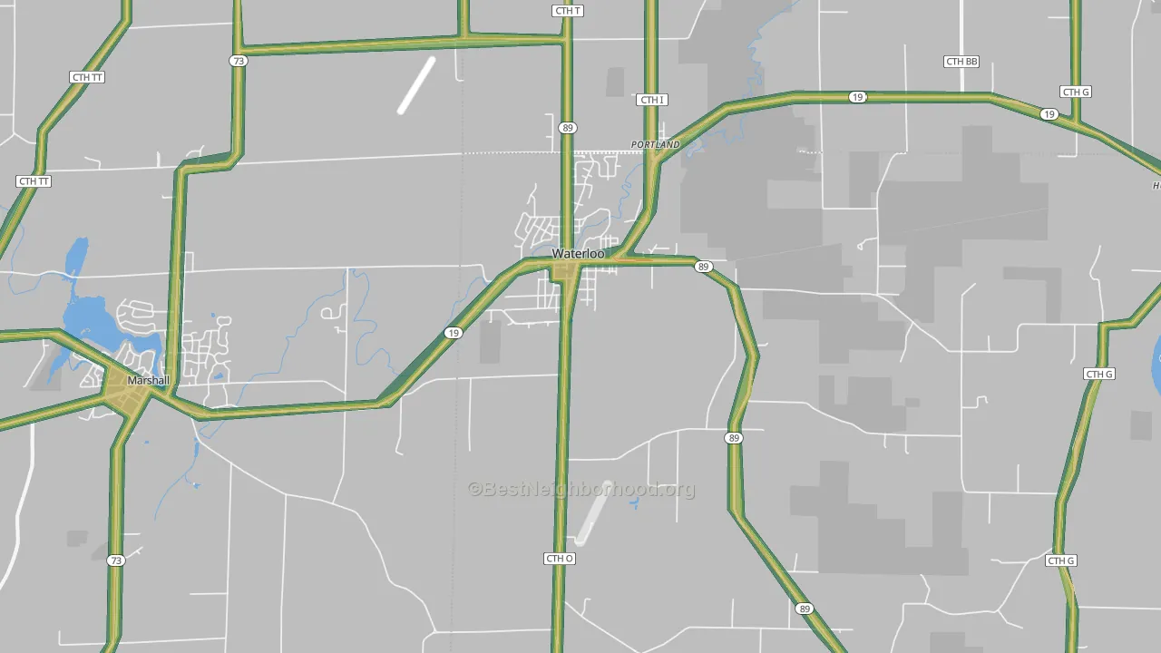 Waterloo, WI Map of Noise Levels in Waterloo