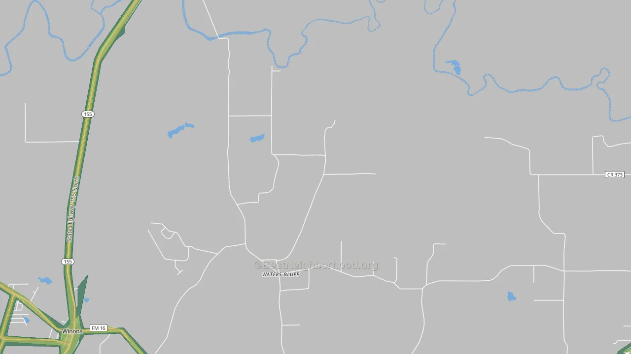 Waters Bluff, TX Map of Noise Levels in Waters Bluff