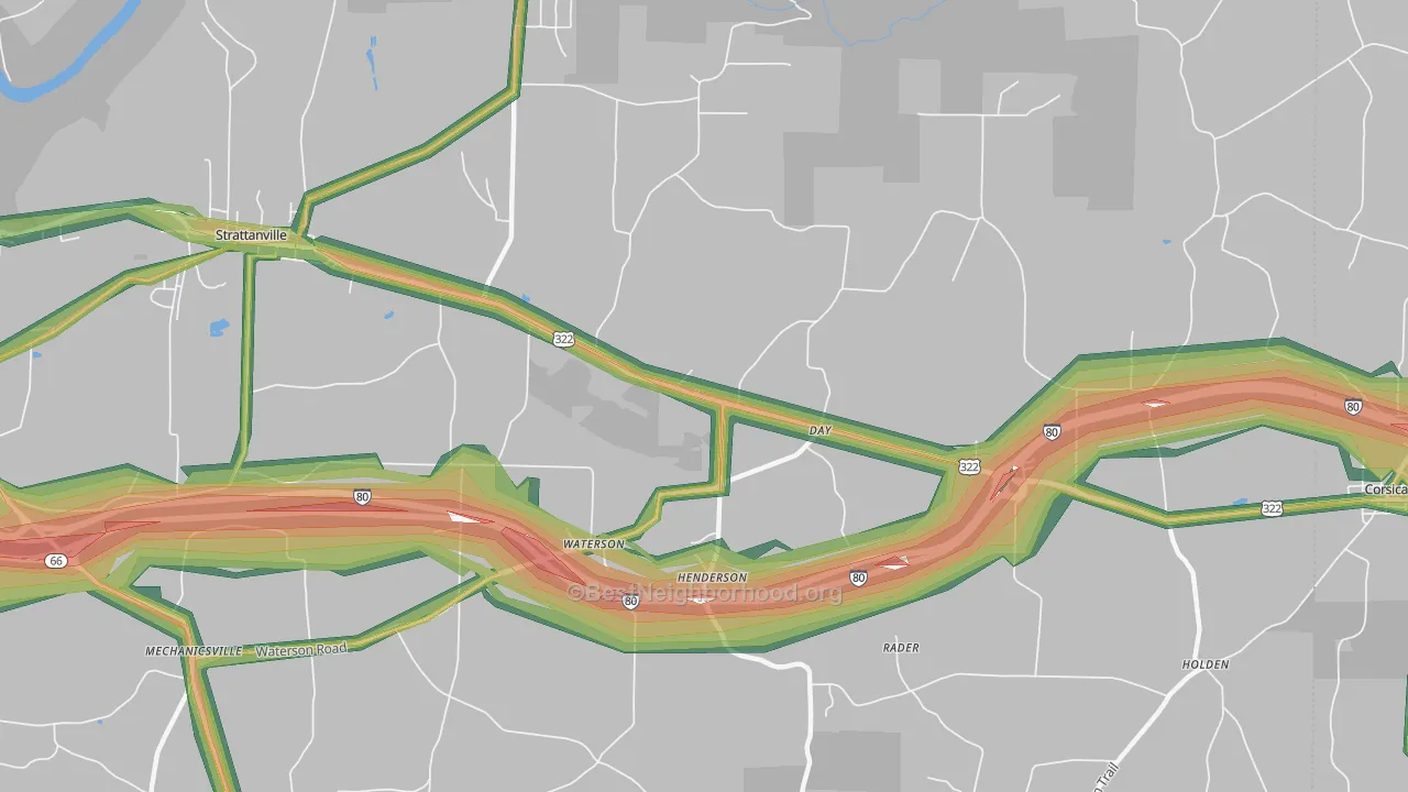Waterson, PA Map of Noise Levels in Waterson