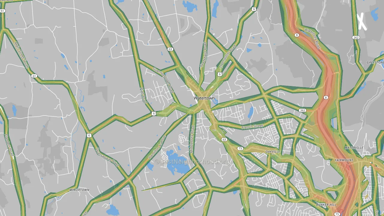 Watertown, CT Map of Noise Levels in Watertown