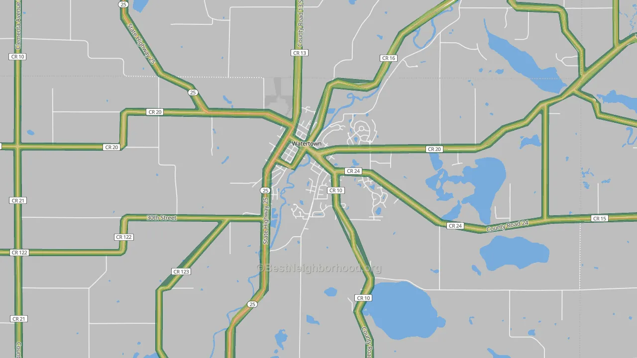 Watertown, MN Map of Noise Levels in Watertown