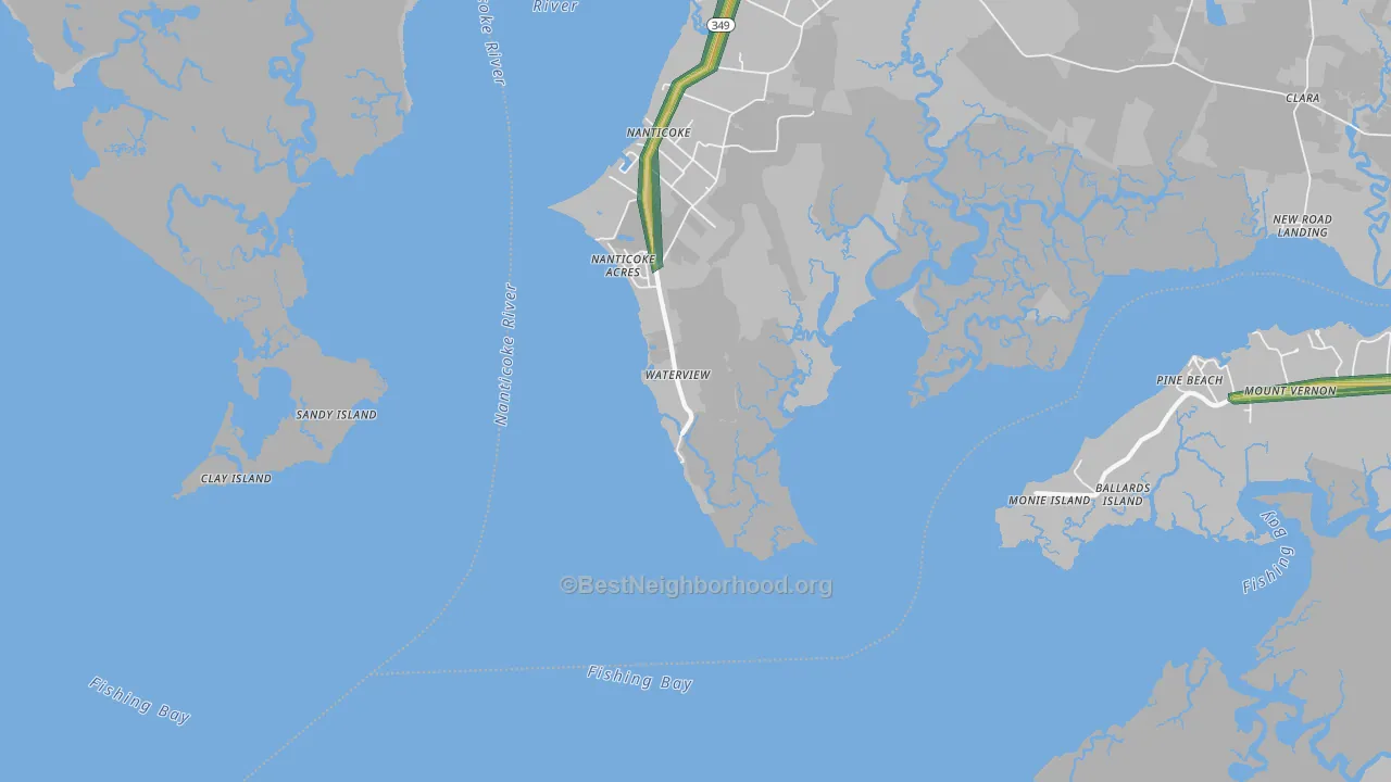 Waterview, MD Map of Noise Levels in Waterview