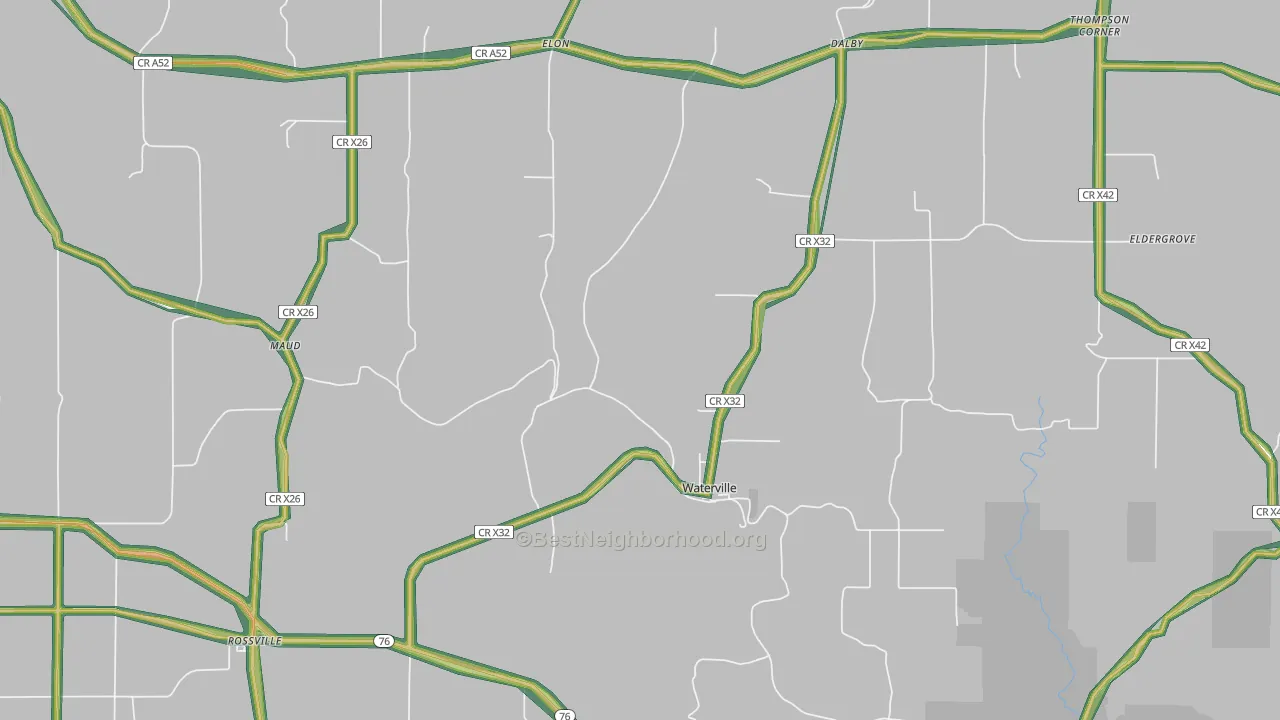 Waterville, IA Map of Noise Levels in Waterville