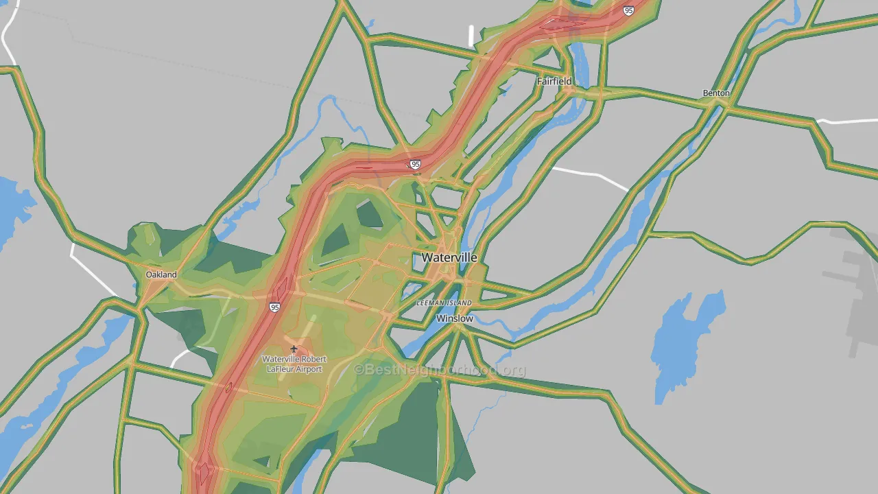 Waterville, ME Map of Noise Levels in Waterville