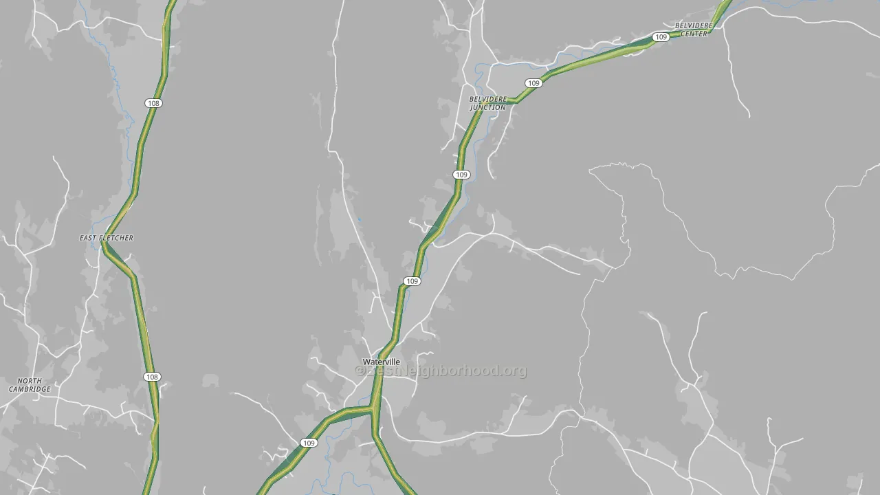 Waterville, VT Map of Noise Levels in Waterville
