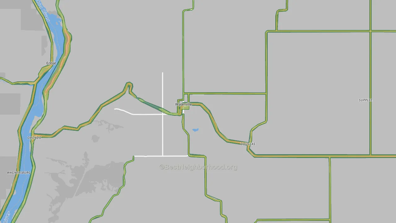 Waterville, WA Map of Noise Levels in Waterville