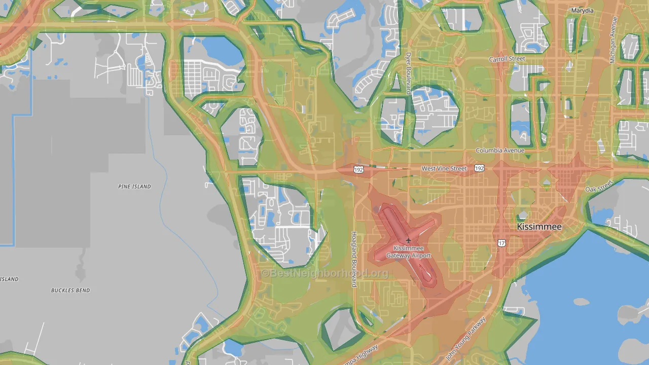 Waterway Village, Kissimmee, FL Map of Noise Levels in Waterway Village
