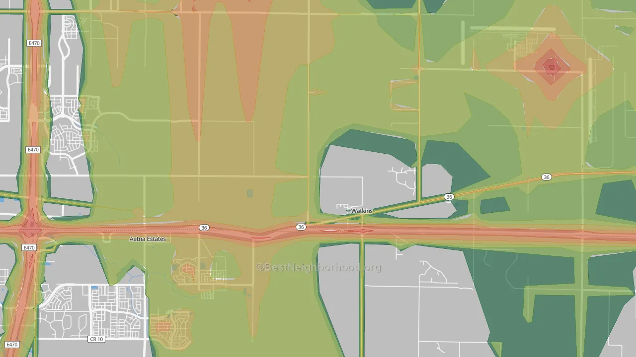 Watkins, CO Map of Noise Levels in Watkins