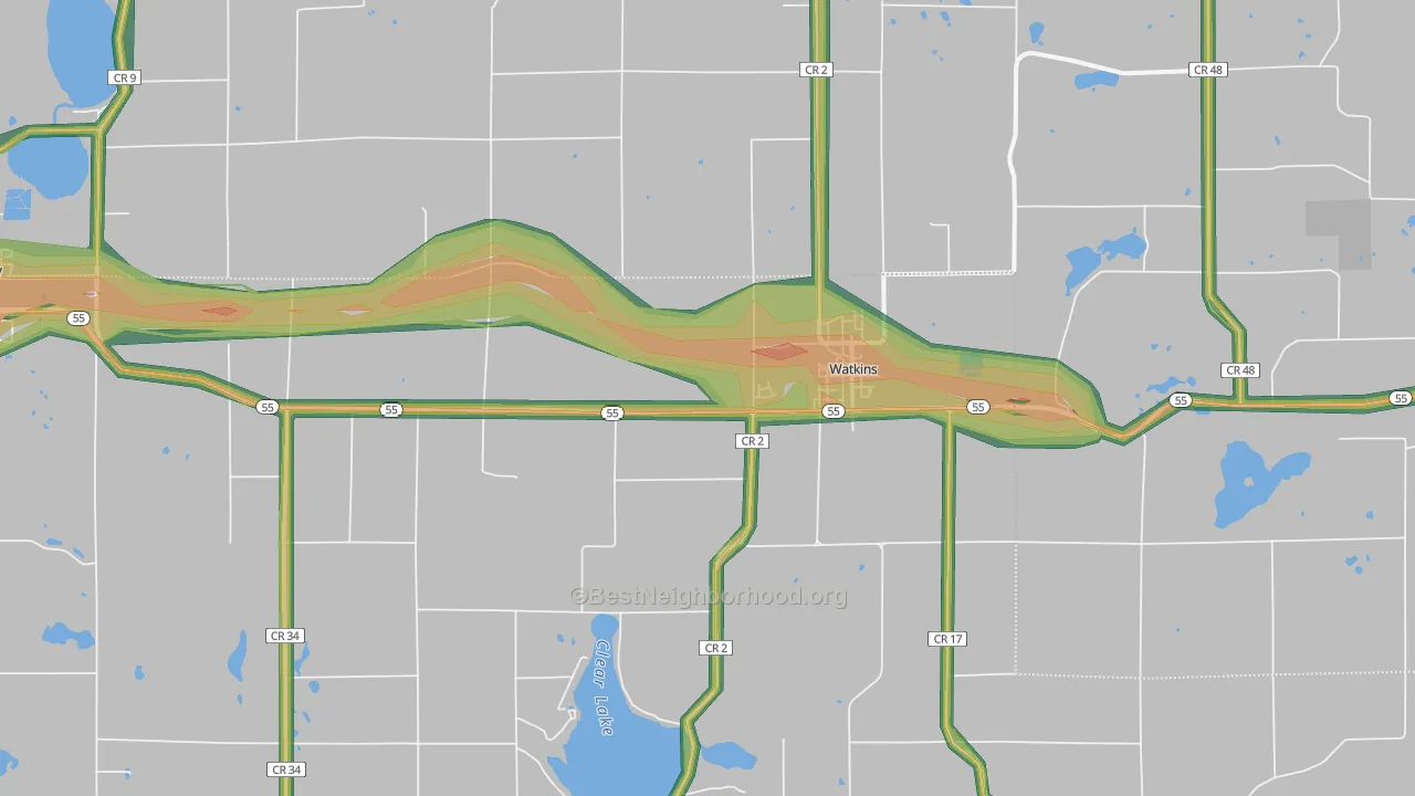 Watkins, MN Map of Noise Levels in Watkins